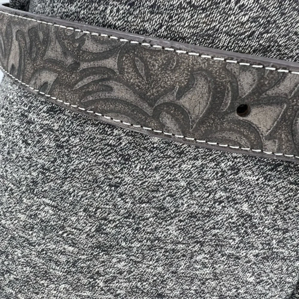 Angel Ranch Brown leather Distressed embossed Floral Turquoise Studs Belt